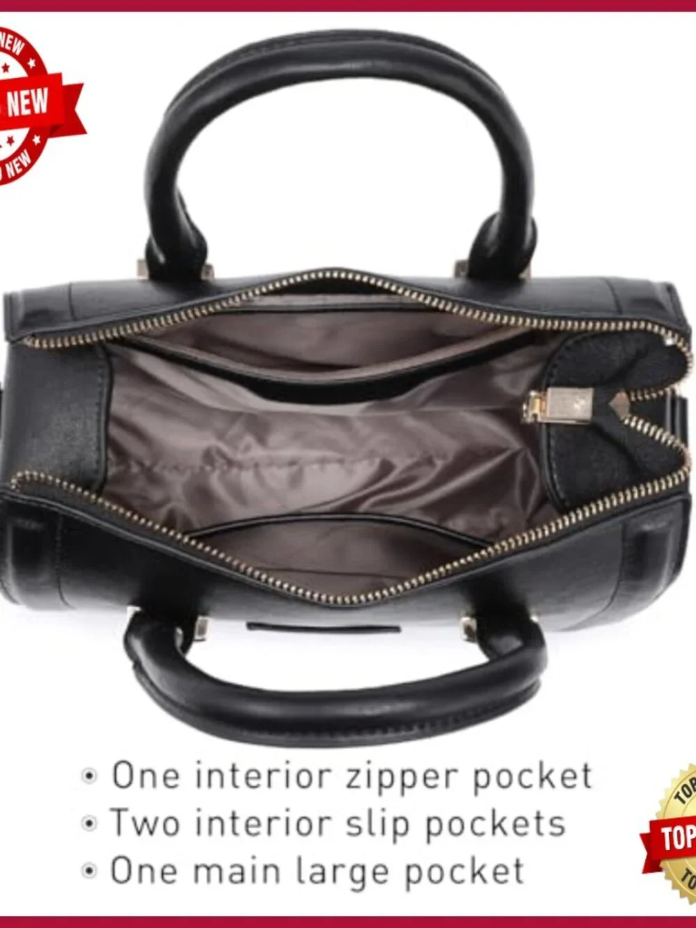 Patent Vegan Leather Barrel Top Handle Satchel Purse with Crossbody Strap